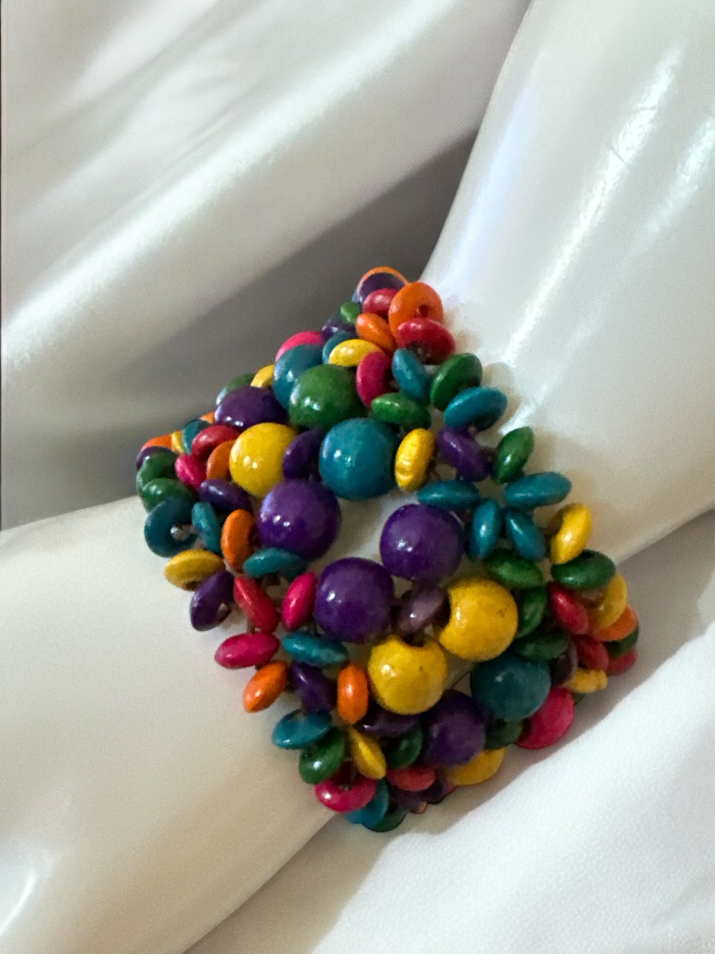 Bohemian Multicoloured Wooden Beaded Bracelet