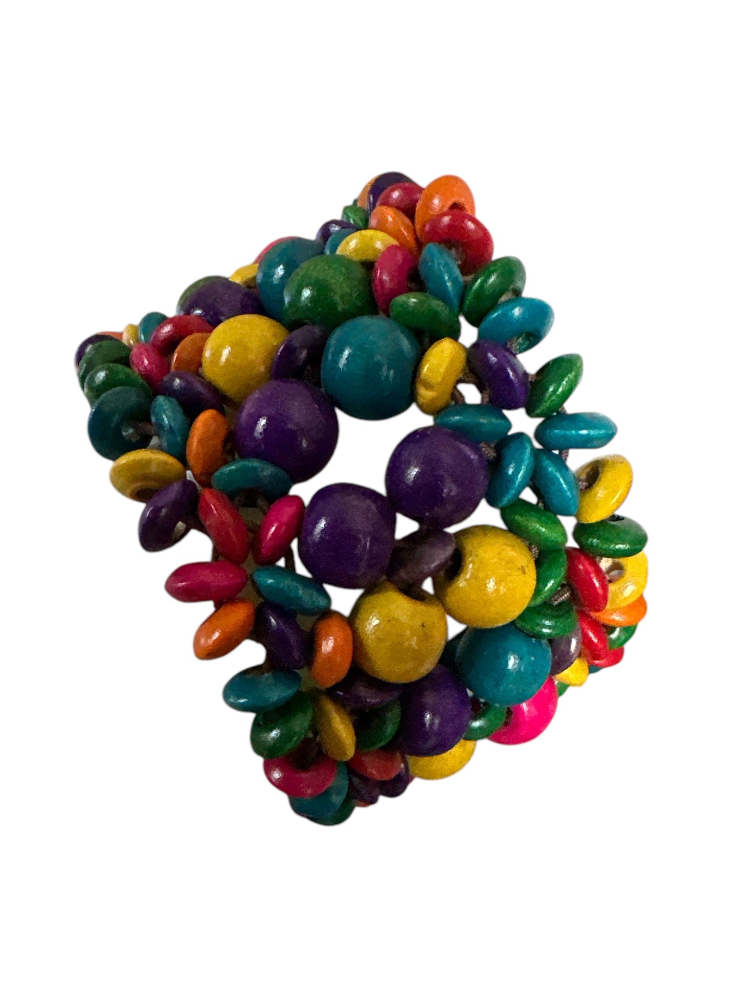 Bohemian Multicoloured Wooden Beaded Bracelet