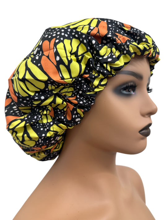 Satin Silk Double-Layered Ankara Bonnet Cap