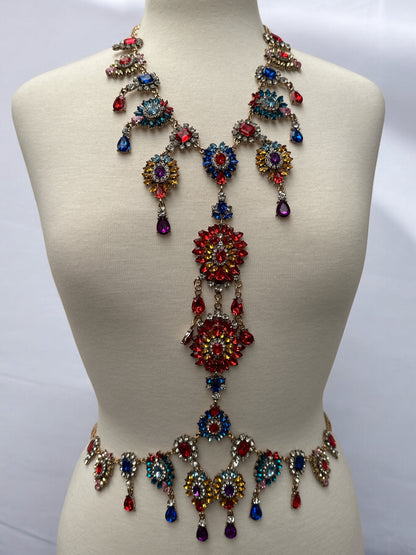 Luxury Multicolour Statement Rhinestone Body Chain – Crystal Bridal & Evening Wear Jewellery