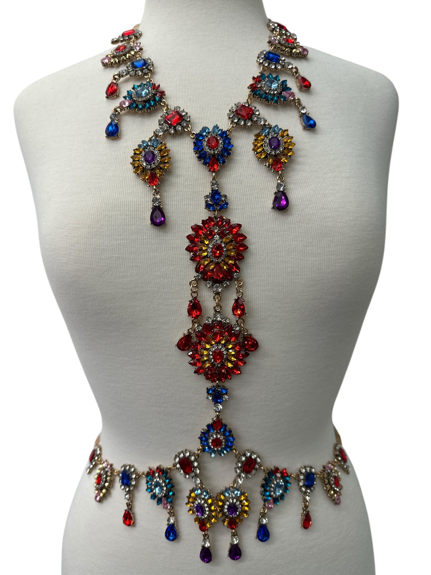 Luxury Multicolour Statement Rhinestone Body Chain – Crystal Bridal & Evening Wear Jewellery