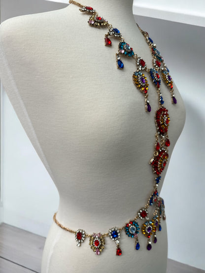 Luxury Multicolour Statement Rhinestone Body Chain – Crystal Bridal & Evening Wear Jewellery