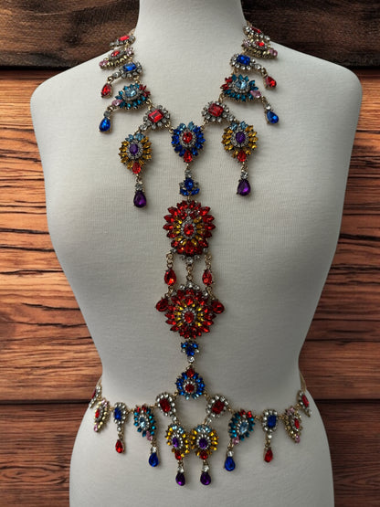 Luxury Multicolour Statement Rhinestone Body Chain – Crystal Bridal & Evening Wear Jewellery