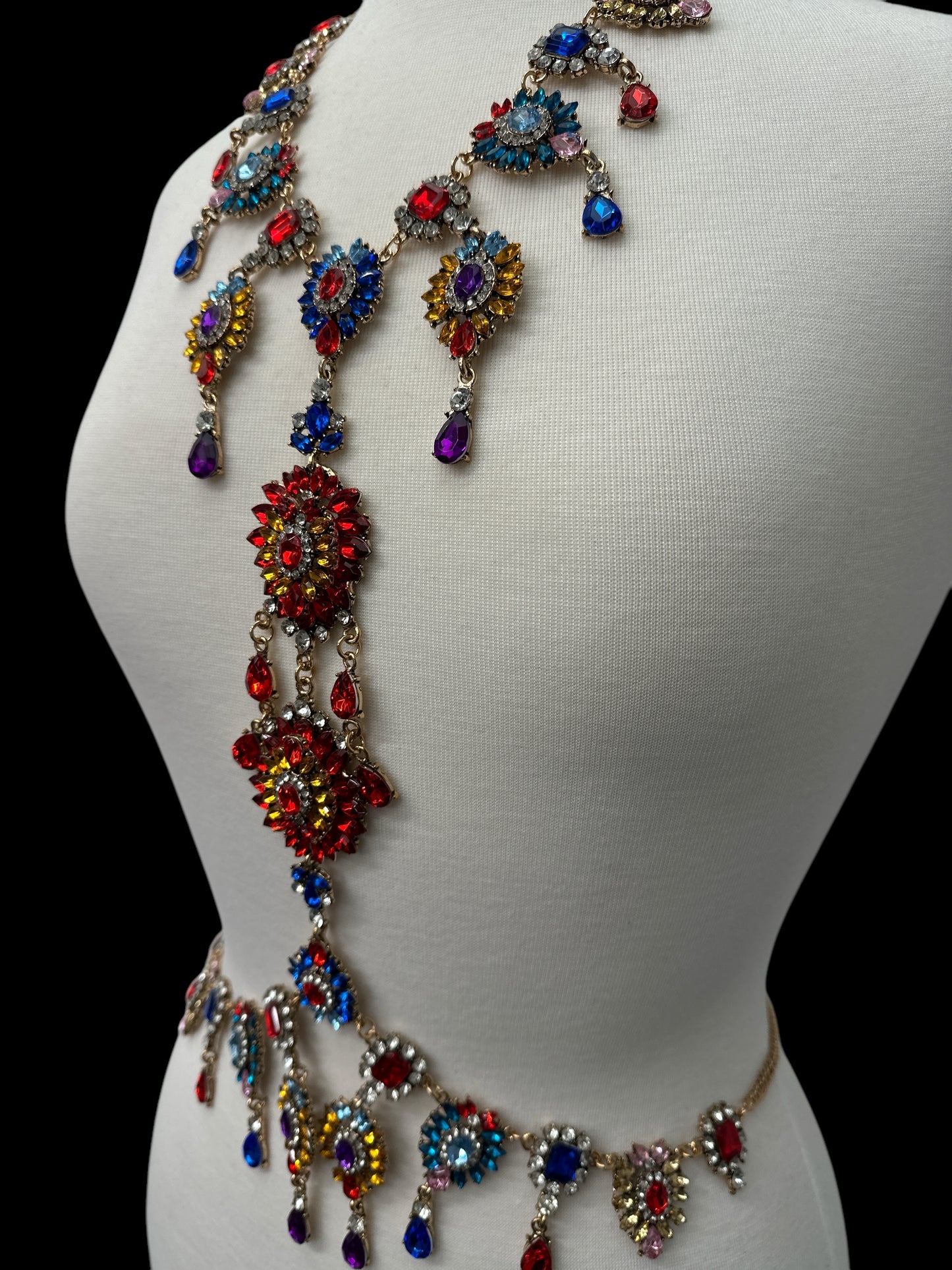 Luxury Multicolour Statement Rhinestone Body Chain – Crystal Bridal & Evening Wear Jewellery