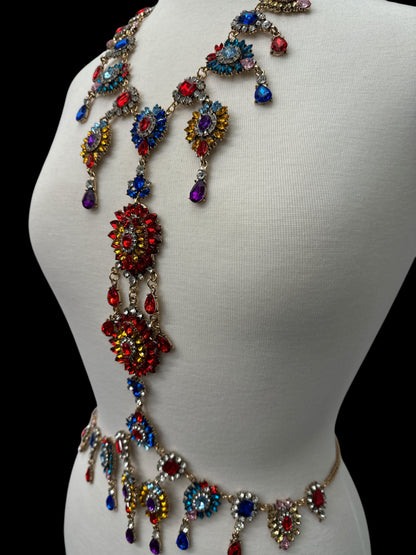 Luxury Multicolour Statement Rhinestone Body Chain – Crystal Bridal & Evening Wear Jewellery