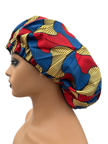 Double-Layered Ankara Satin Silk Reversible Bonnet Cap – Extra Large for Braids & Natural Hair Protection