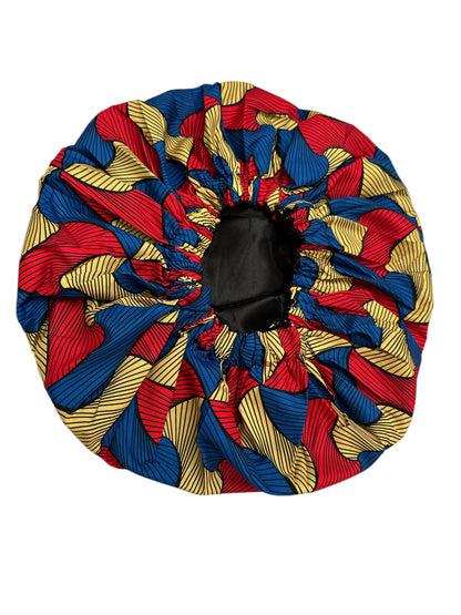 Double-Layered Ankara Satin Silk Reversible Bonnet Cap – Extra Large for Braids & Natural Hair Protection