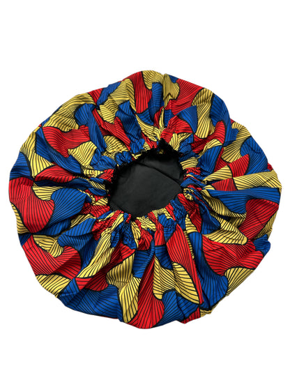 Double-Layered Ankara Satin Silk Reversible Bonnet Cap – Extra Large for Braids & Natural Hair Protection