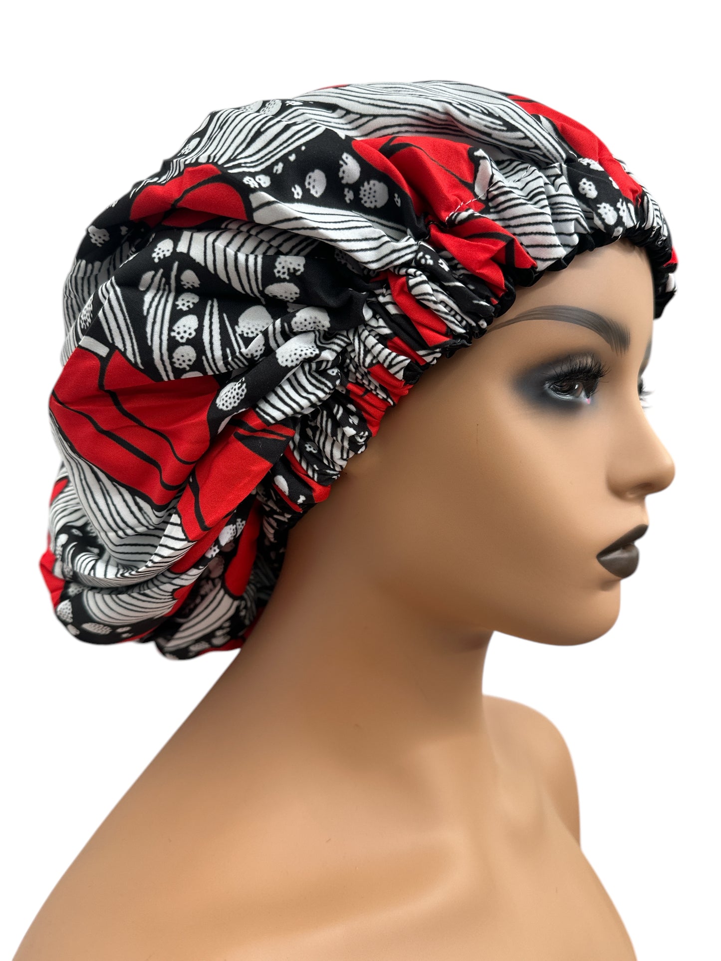 Double-Layered Ankara Satin Silk Reversible Bonnet Cap – Extra Large for Braids & Natural Hair Protection