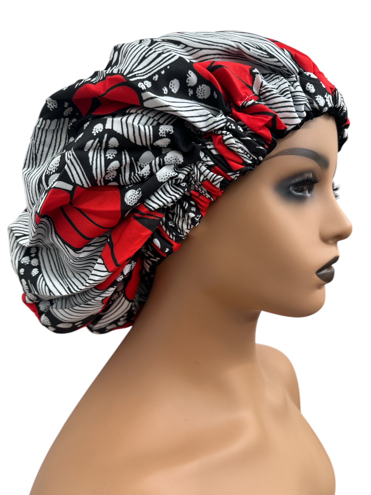 Double-Layered Ankara Satin Silk Reversible Bonnet Cap – Extra Large for Braids & Natural Hair Protection