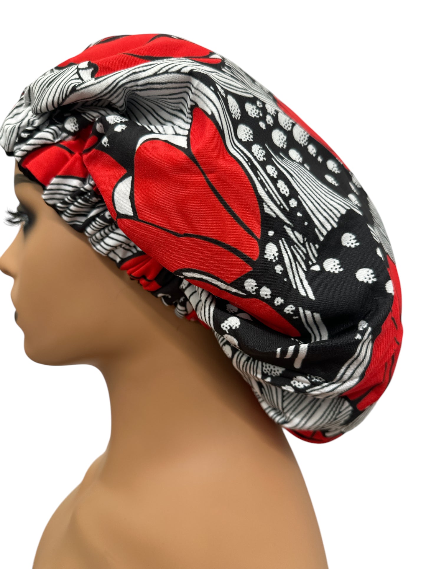 Double-Layered Ankara Satin Silk Reversible Bonnet Cap – Extra Large for Braids & Natural Hair Protection