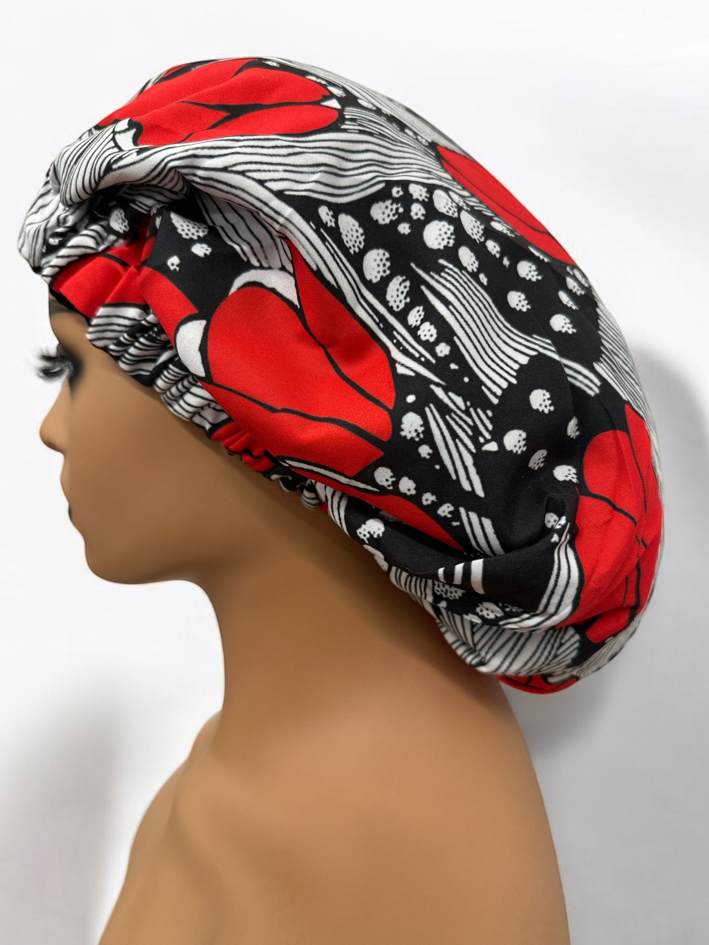 Double-Layered Ankara Satin Silk Reversible Bonnet Cap – Extra Large for Braids & Natural Hair Protection