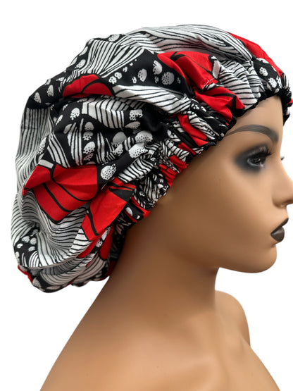 Double-Layered Ankara Satin Silk Reversible Bonnet Cap – Extra Large for Braids & Natural Hair Protection