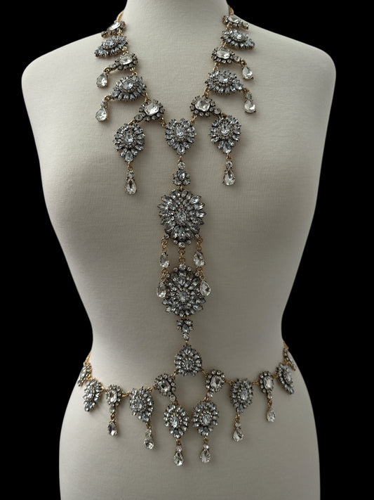 Luxury Statement Rhinestone Body Chain – Crystal Bridal & Evening Wear Jewellery