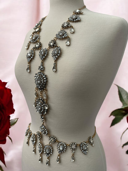 Luxury Statement Rhinestone Body Chain – Crystal Bridal & Evening Wear Jewellery