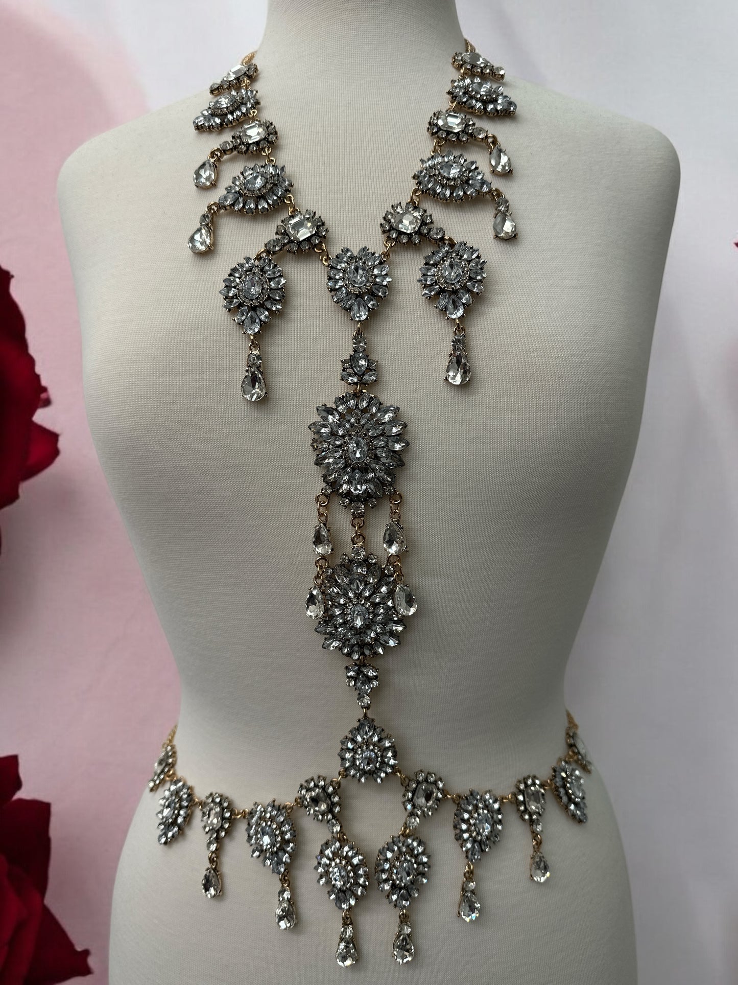 Luxury Statement Rhinestone Body Chain – Crystal Bridal & Evening Wear Jewellery