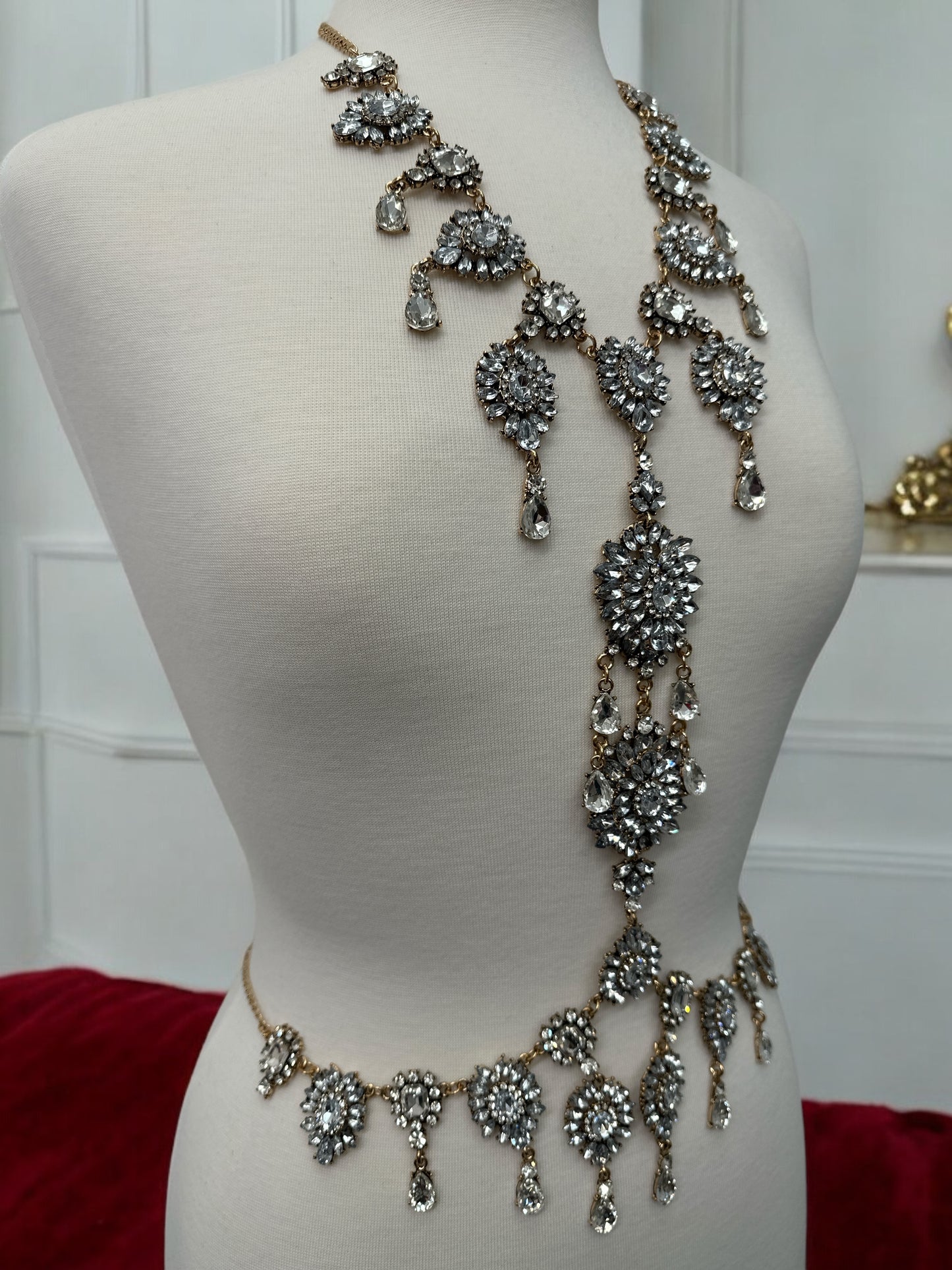 Luxury Statement Rhinestone Body Chain – Crystal Bridal & Evening Wear Jewellery