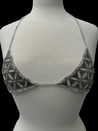 Metal Chain Triangle Bralette - Statement Body Jewellery