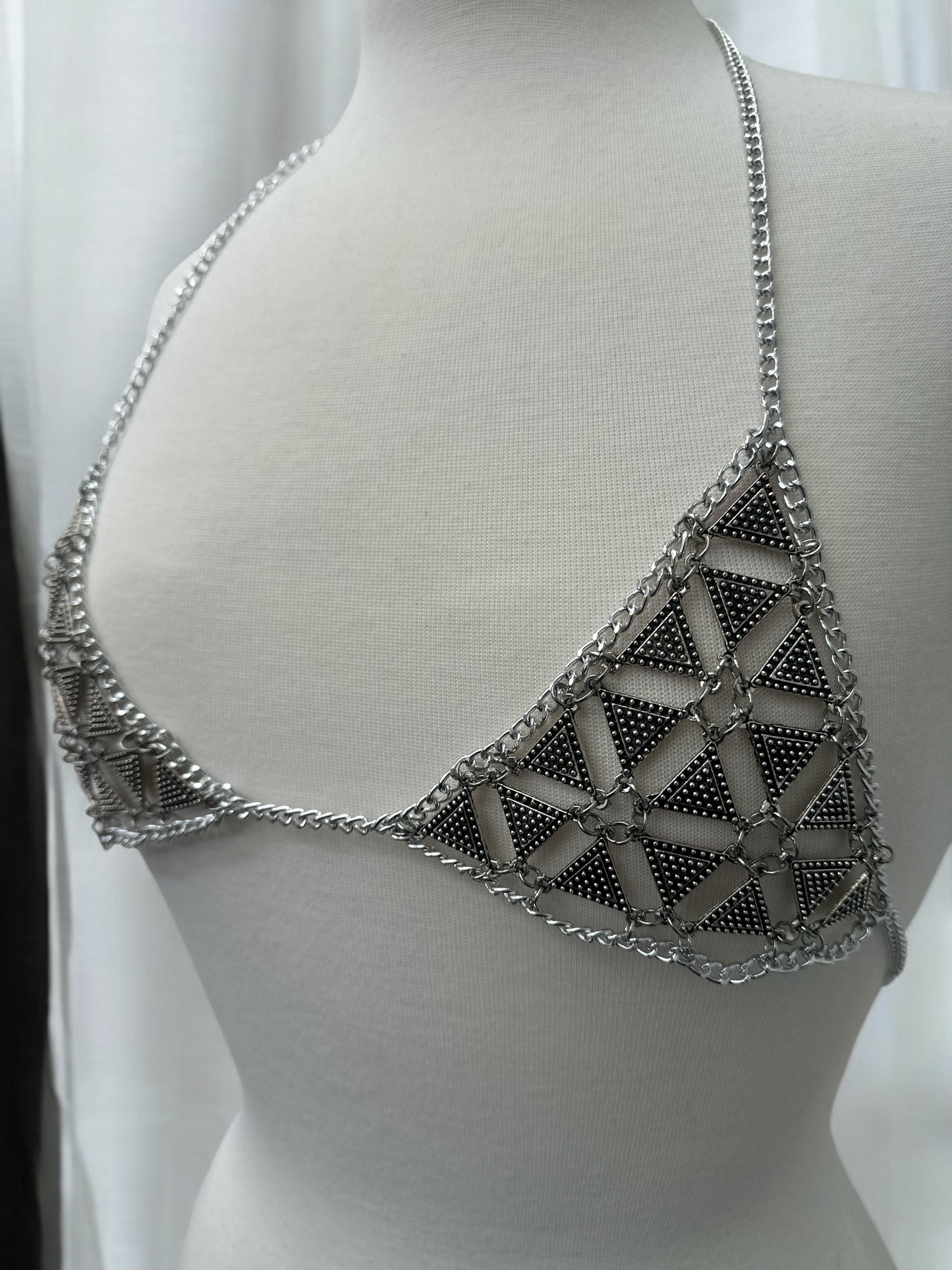 Metal Chain Triangle Bralette - Statement Body Jewellery