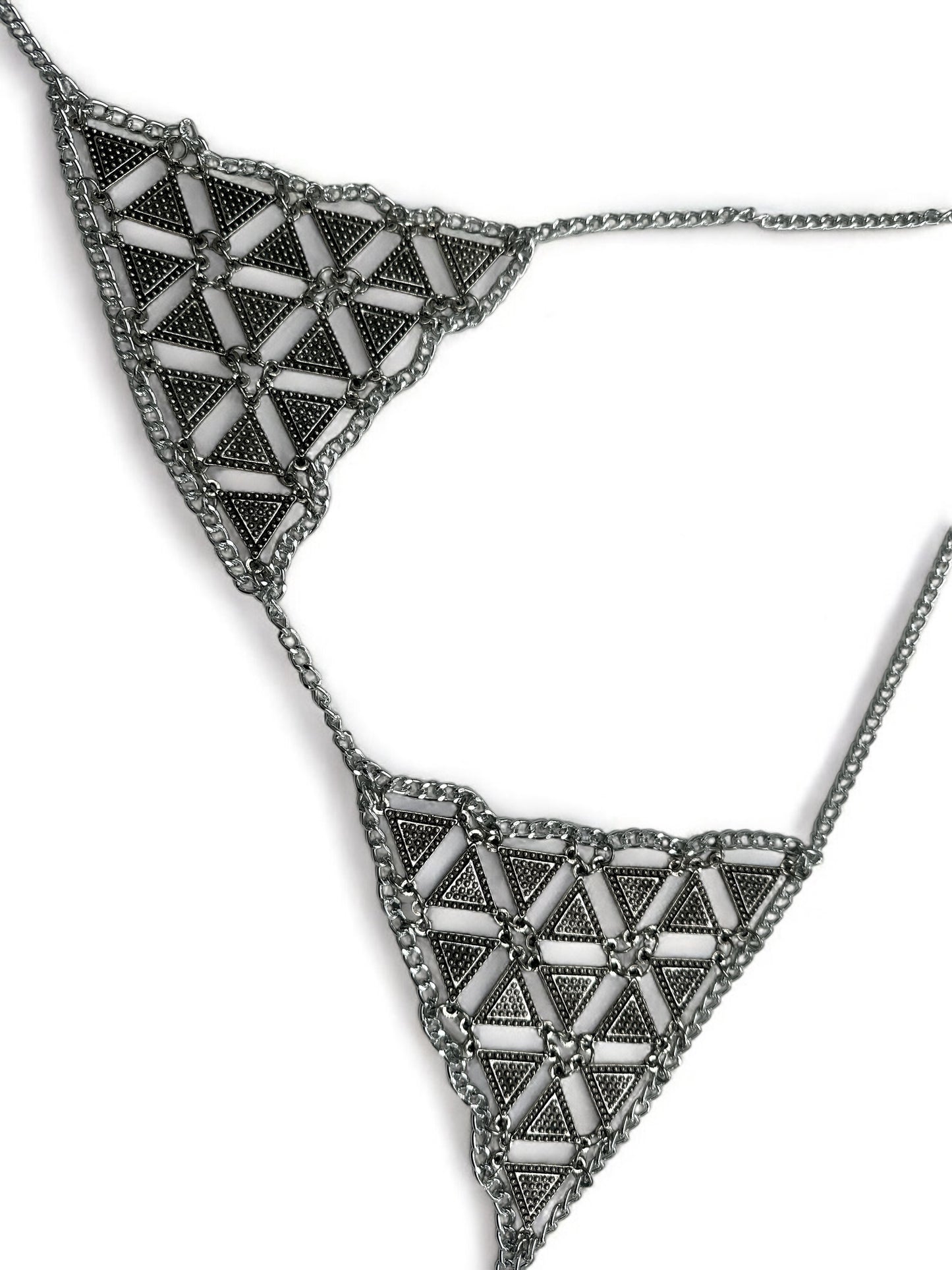 Metal Chain Triangle Bralette - Statement Body Jewellery