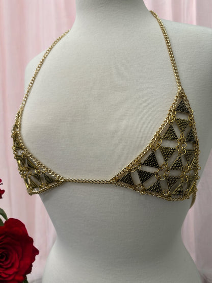 Metal Chain Triangle Bralette - Statement Body Jewellery