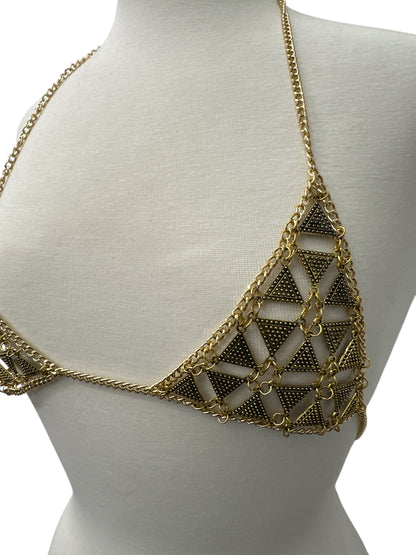 Metal Chain Triangle Bralette - Statement Body Jewellery