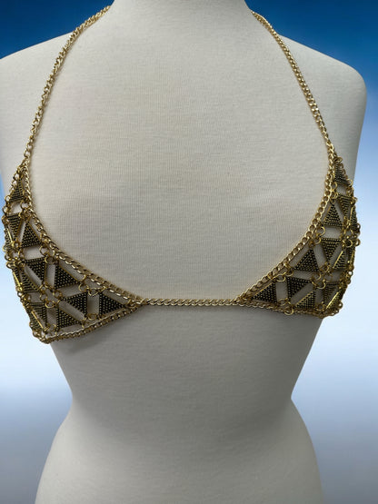 Metal Chain Triangle Bralette - Statement Body Jewellery