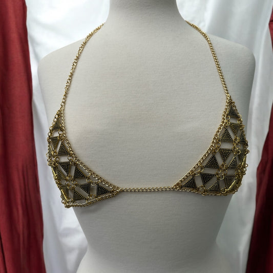 Metal Chain Triangle Bralette - Statement Body Jewellery