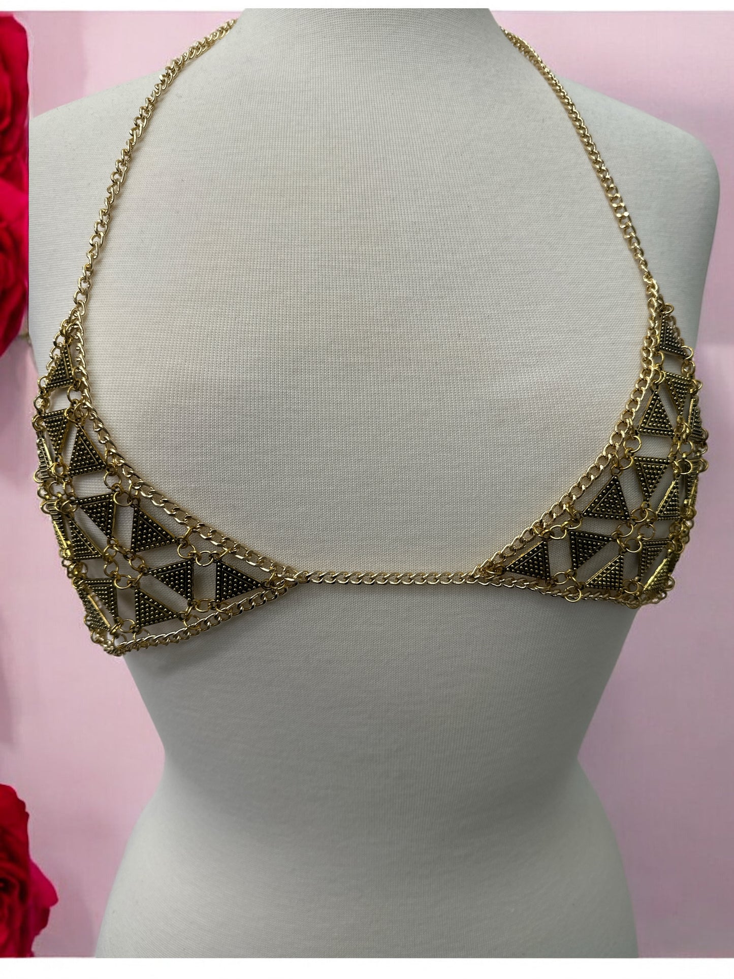 Metal Chain Triangle Bralette - Statement Body Jewellery