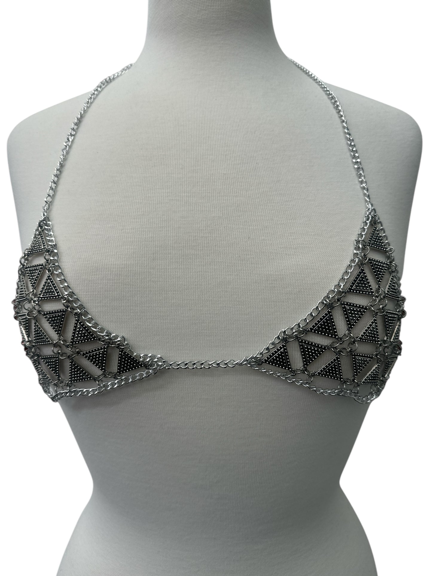 Metal Chain Triangle Bralette - Statement Body Jewellery