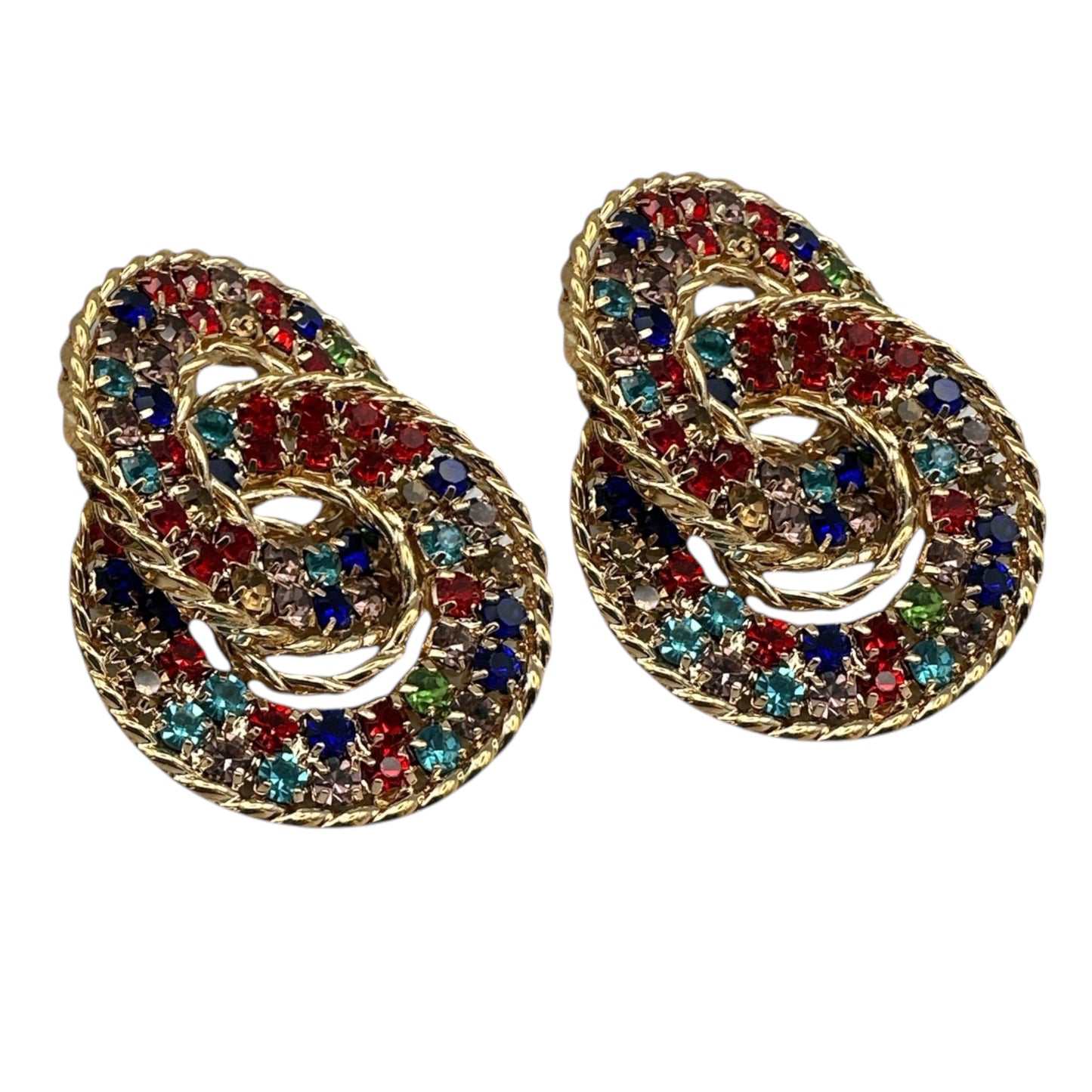 Luxury Rhinestone Double Loop Earrings – Sparkling Statement Jewellery for Women