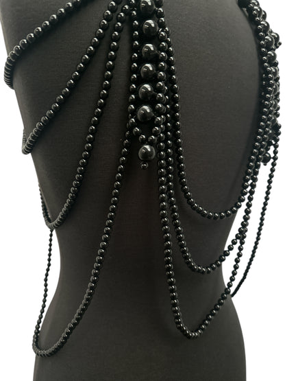 Boho Pearls Beads Shoulders Statement Tassel Chain Body Jewellery