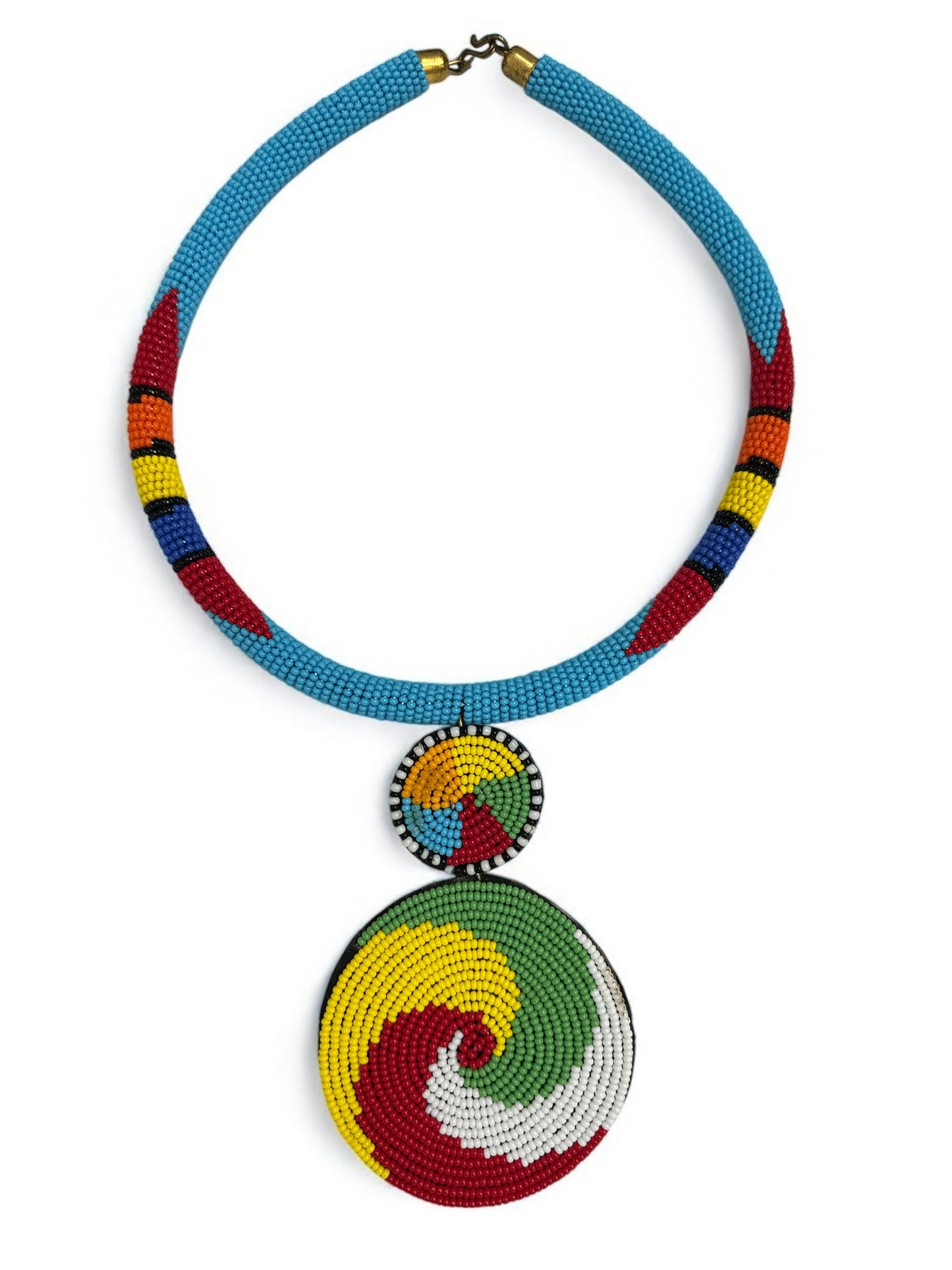 Handmade African Beaded Pendant Necklace – Vibrant Maasai-Inspired Jewellery