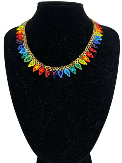 Authentic African Handmade Beaded Choker Necklace – Vibrant Multicolor Ethnic Jewellery for Women