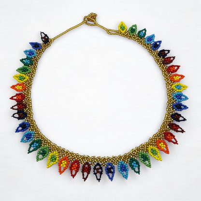 Authentic African Handmade Beaded Choker Necklace – Vibrant Multicolor Ethnic Jewellery for Women