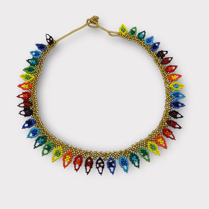 Authentic African Handmade Beaded Choker Necklace – Vibrant Multicolor Ethnic Jewellery for Women