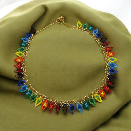 Authentic African Handmade Beaded Choker Necklace – Vibrant Multicolor Ethnic Jewellery for Women