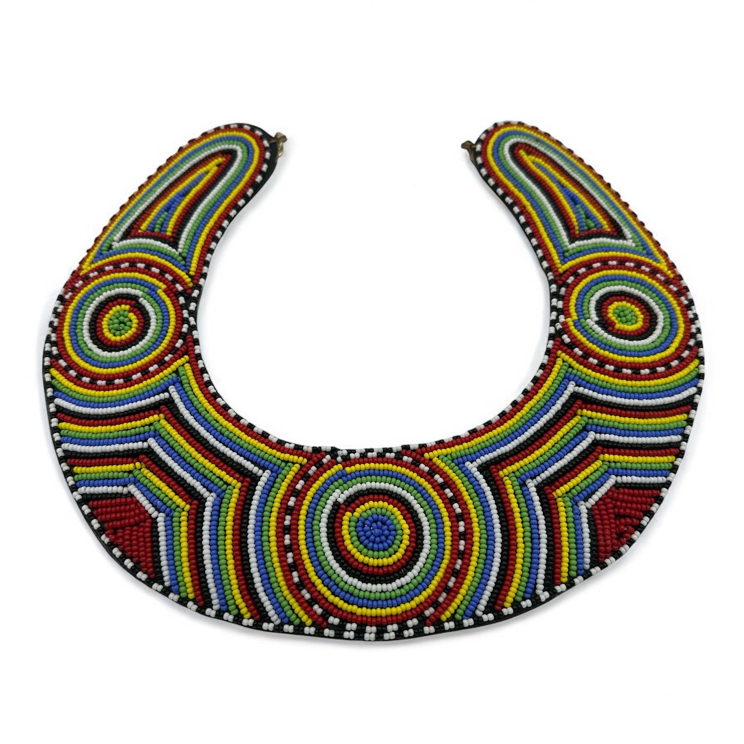 Authentic Handmade Maasai Zulu Beaded Collar Necklace – Multicolour Tribal Ethnic Bib Choker for Women