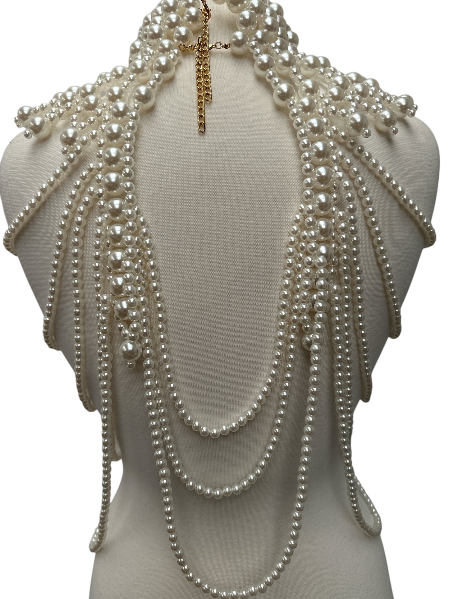 Boho Pearls Beads Shoulders Statement Tassel Chain Body Jewellery