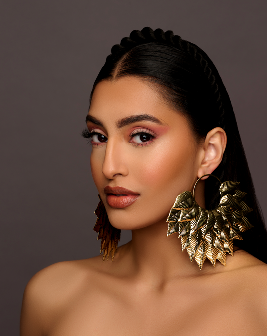 Bold Gold Leaf Statement Earrings