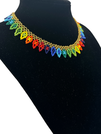 Authentic African Handmade Beaded Choker Necklace – Vibrant Multicolor Ethnic Jewellery for Women