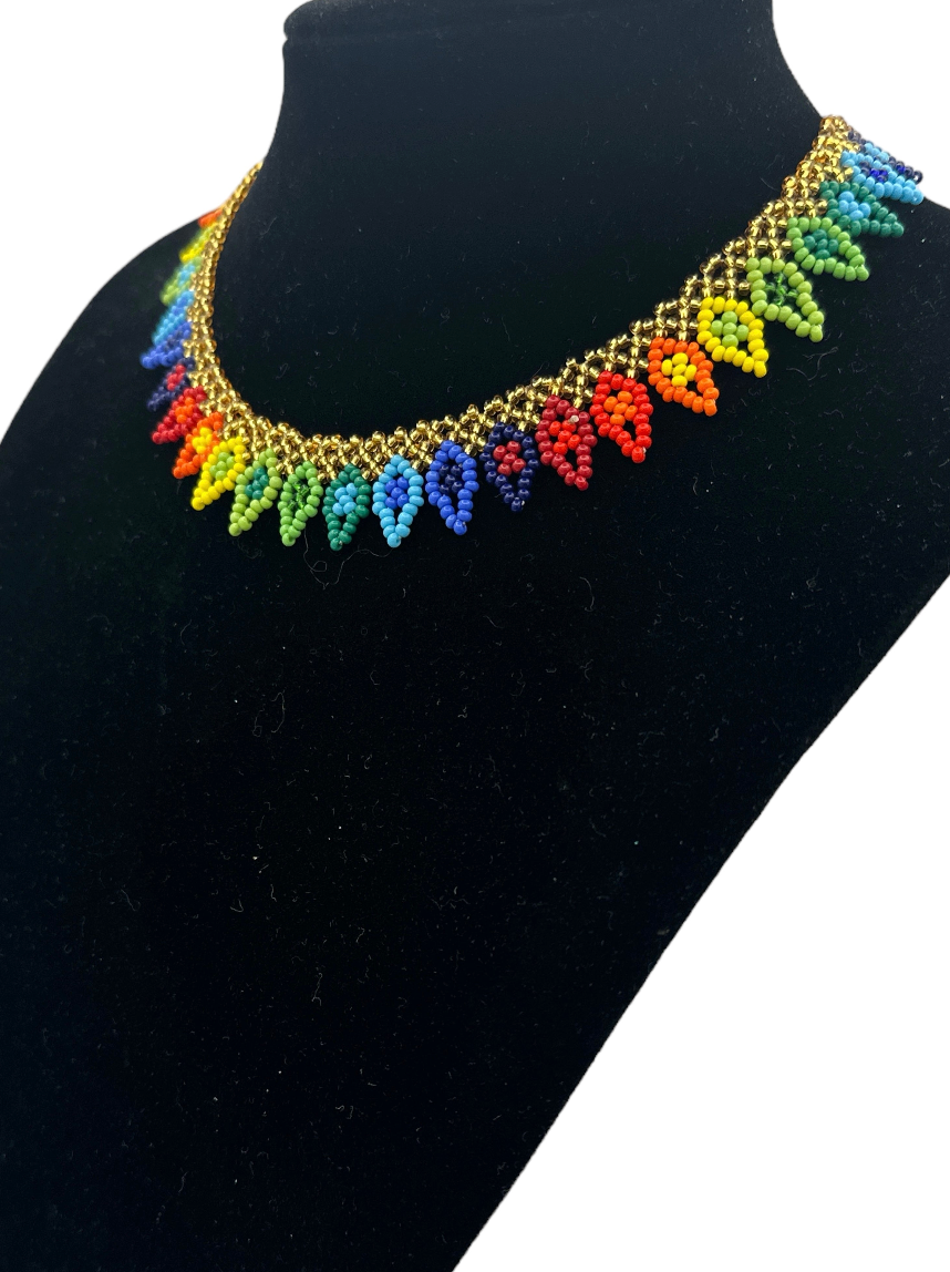 Authentic African Handmade Beaded Choker Necklace – Vibrant Multicolor Ethnic Jewellery for Women