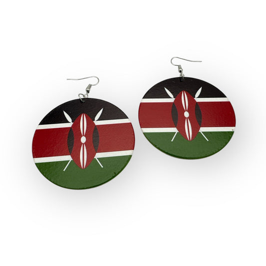 East African Country Flags Wooden Dangle Earrings – Uganda, Kenya, Tanzania, Angola, and DR Congo Flag Earrings - Fatisha Boutique