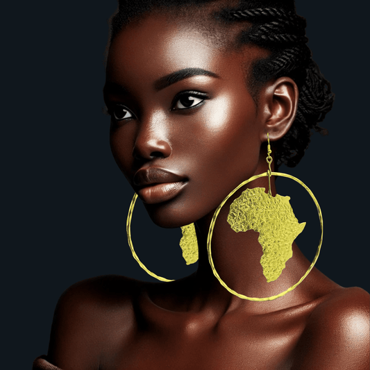 Hand Crafted Oversized African Map Bold Statement Brass Earrings - Fatisha Boutique