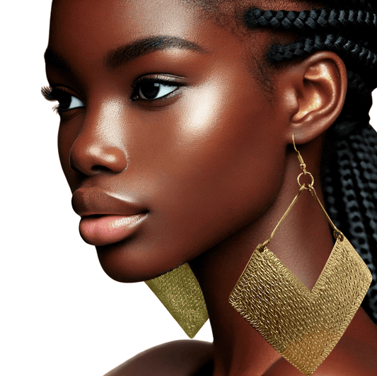 Handcrafted African Engraved Brass Statement Earrings – Bold Tribal Dangle Jewellery - Fatisha Boutique