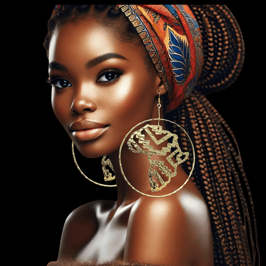 Handcrafted Oversized African Map Statement Brass Earrings – Bold & Unique Design - Fatisha Boutique