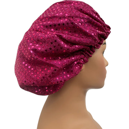 Luxury Sequinned Adjustable Satin Silk Bonnet Cap – Double Layered, Breathable Sleep Cap - Fatisha Boutique