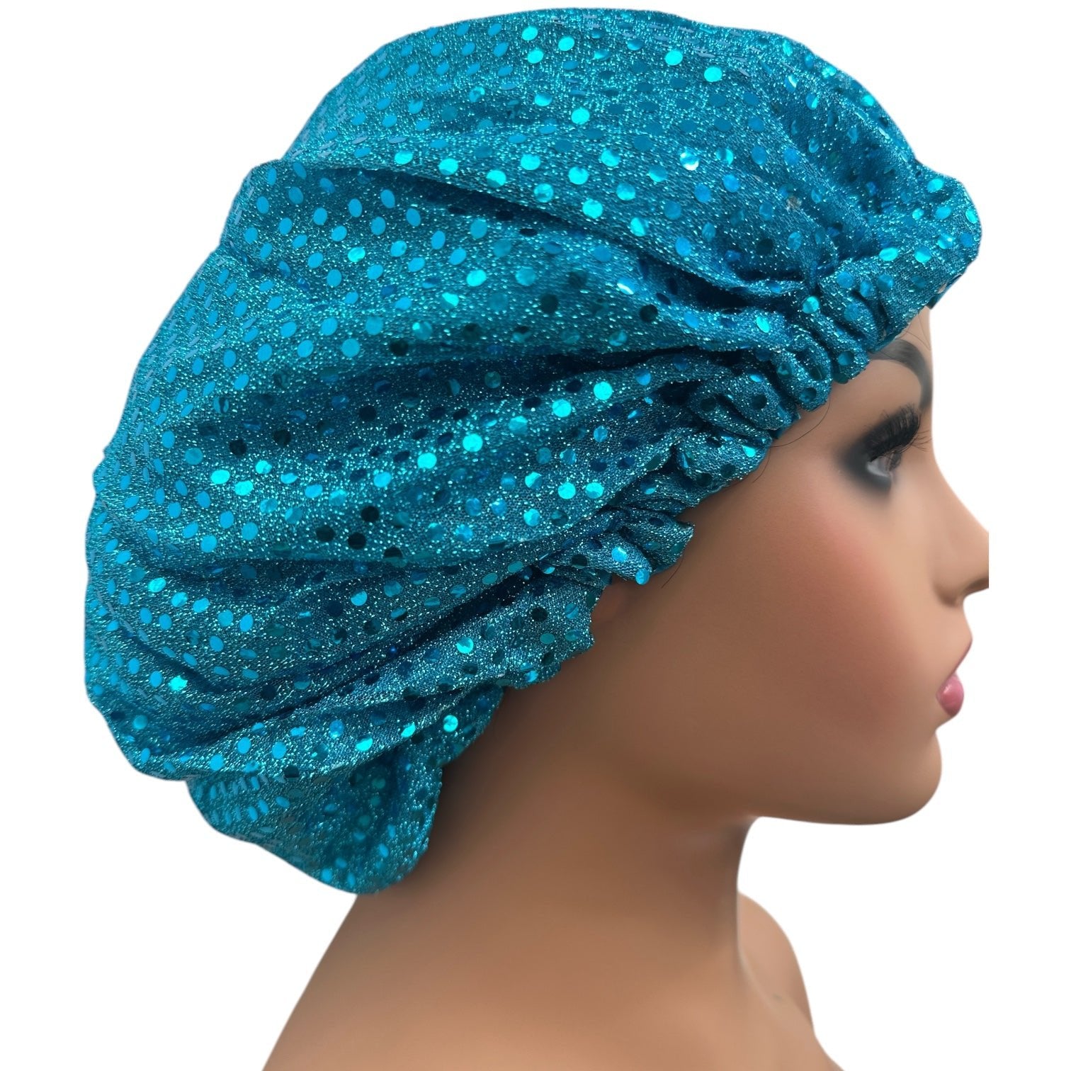 Luxury Sequinned Adjustable Satin Silk Bonnet Cap – Double Layered, Breathable Sleep Cap - Fatisha Boutique