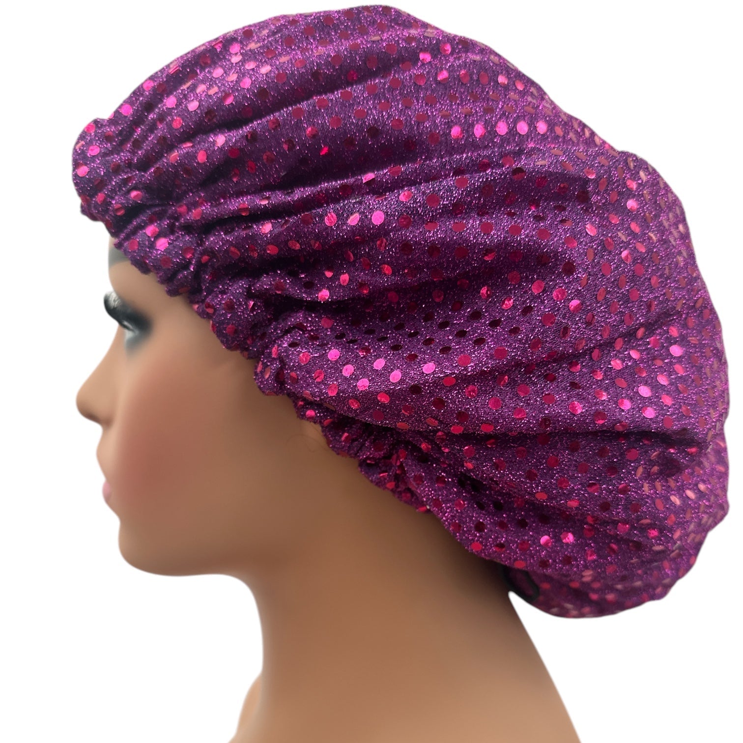 Luxury Sequinned Adjustable Satin Silk Bonnet Cap – Double Layered, Breathable Sleep Cap - Fatisha Boutique