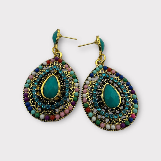 Multicolour Bohemian Teardrop Statement Earrings - Fatisha Boutique